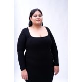 Built in Bra And Shapewear Black Full Sleeves Dress