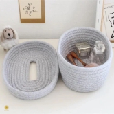 Cotton Rope Tissue Holder Organizer Box-Grey