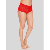 ILRASO - Red Lace Self Design Women's Boy Shorts ( Pack of 1 ) - None