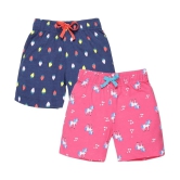 PLUM TREE - Navy Cotton Girls Cycling Shorts ( Pack of 2 ) - None