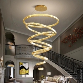 HDC 6 Lights 6 Rings Crystal Led Chandelier Hanging Lamp - Warm White