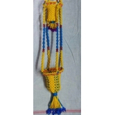 Macrame Hanging Planter with 2 Pots, Yellow and Blue