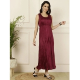 Antaran Silk Solid Knee Length Womens Fit & Flare Dress - Maroon ( Pack of 1 ) - None