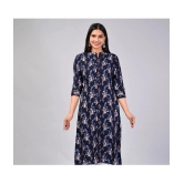 MAUKA Rayon Printed Straight Womens Kurti - Blue ( Pack of 1 ) - None