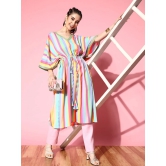 Women Striped Flared Sleeves Crepe Kaftan Kurta