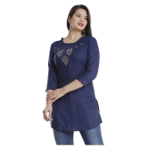 JC4U - Navy Viscose Womens Straight Kurti - L