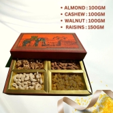 Premium Dry Fruits Gift Box – 450g Assorted Almonds, Cashews, Walnuts & Raisins – Ideal for Diwali, Weddings, and Special Occasions