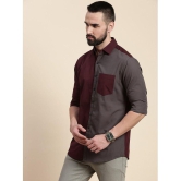 Dillinger 100% Cotton Regular Fit Colorblock Full Sleeves Mens Casual Shirt - Wine ( Pack of 1 ) - None