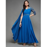 Miss Chase Georgette Solid Full Length Womens Gown - Blue ( Pack of 1 ) - None