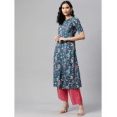 Vbuyz - Sea Green Cotton Womens Front Slit Kurti ( Pack of 1 ) - None