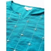 SVARCHI - Turquoise Cotton Women's Straight Kurti ( Pack of 1 ) - None