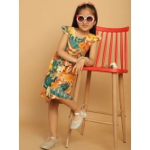 MINI & MING Girls Floral Print Cold-Shoulder Fit & Flare Dress