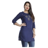 JC4U - Navy Viscose Womens Straight Kurti - M