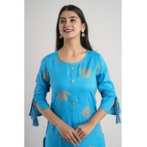 MAUKA - Blue Rayon Women's Straight Kurti ( Pack of 1 ) - None