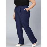 Oxolloxo Women Navy Blue High-Rise Trousers