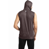 Men Solid Hooded Neck Polyester Brown T-Shirt