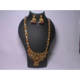 Indian Traditional Gold Plated Kundan Meenakari Necklace Set With Earrings