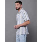 Difference of Opinion 100% Cotton Regular Fit Striped Half Sleeves Mens Casual Shirt - White ( Pack of 1 ) - None