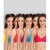 Softskin - Multicolor Cotton Blend Non Padded Women's T-Shirt Bra ( Pack of 6 ) - None