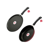 LAZYWINDOW Fry Pan & Tawa Maroon Hard Anodised Non-Stick Cookware Sets ( Set of 1 )