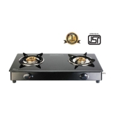 Suryaviva Nano Plus 2B Ms Bk Toughened Glass 2 Cast Iron Burner Gas Stove(Manual Ignition,Black)