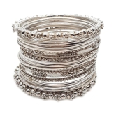 YouBella Antique Look Jewellery Silver Plated Traditional Bracelet Bangles set for women (2.8) - None