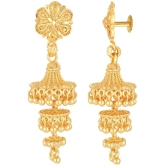 VIVASTRI Golden Jhumki Earrings ( Pack of 1 ) - Golden