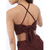 Ketch Burgundy Solid Skirt Top Set - None