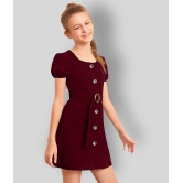 Addyvero Maroon Cotton Blend Girls A-line Dress ( Pack of 1 ) - None