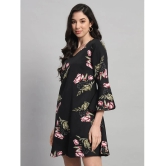 Curvydrobe Crepe Printed Mini Womens A-line Dress - Black ( Pack of 1 ) - None