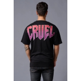 Cruel in Gradient Print Black Oversized T-Shirt for Men XXL