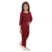 Kids Cave - Maroon Rayon Girls Jumpsuit ( Pack of 1 ) - None