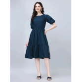 JASH CREATION Rayon Solid Knee Length Womens Fit & Flare Dress - Blue ( Pack of 1 ) - None