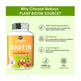 NATURYZ 100% Plant Based Biotin with DTH Omega 3 for Strong Hairs, Nails, Glowing Skin - 90 Tablets