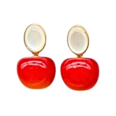 Red Cherry Earrings with Pearl Accents For Women & Girls - Design 6