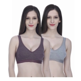 Elina Pack of 2 Cotton Non Padded Womens Sports Bra ( Multi Color ) - None