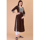 Glomee - Brown Rayon Women's Nayra Kurti ( Pack of 1 ) - None