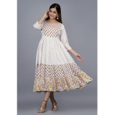 Smien - White Rayon Womens Anarkali Kurti ( Pack of 1 ) - None