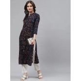 KIPEK - Navy Blue Viscose Womens Front Slit Kurti ( Pack of 1 ) - None