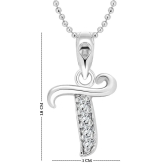 Vighnaharta T Alphabet Rhodium Plated Pendant - [VFJ1127PR]