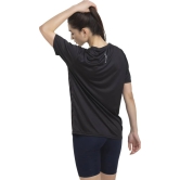 Women Colorblock Round Neck Polyester Black T-Shirt