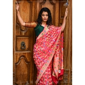 Exquisite Banarasi Meenakari Jaal Silk Georgette Saree in Red with Grand Pallu and Zari | SILK MARK CERTIFIED