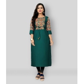 Rangrasiya - Green Cotton Blend Women''s Straight Kurti ( Pack of 1 ) - 3XL