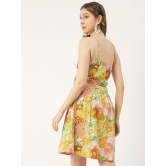 Moomaya Printed Spaghetti Strap Dress, Tie-Knot Knee Length, Flared Dress