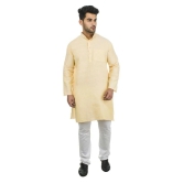 DESHBANDHU DBK Yellow 100 Percent Cotton Kurta Single - None