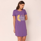 Women Cotton Sleepshirt - Dark Purple Dk.Purple XL