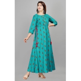 Smien - Turquoise Rayon Women's Anarkali Kurti ( Pack of 1 ) - None