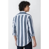 Men Blue Super Slim Fit Stripe Full Sleeves Casual Shirt