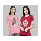 CHOZI - Pink Cotton Blend Regular Fit Womens T-Shirt ( Pack of 2 ) - None