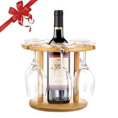 Magnusdeal@ wine glass holder stand Wine Glass Drying Racks Camping for 6 Glass and 1 Wine Bottle 6 Hooks, Easy Assembly, Durable Wooden Wine Holder (Wine Bottle and Glasses NOT Included)